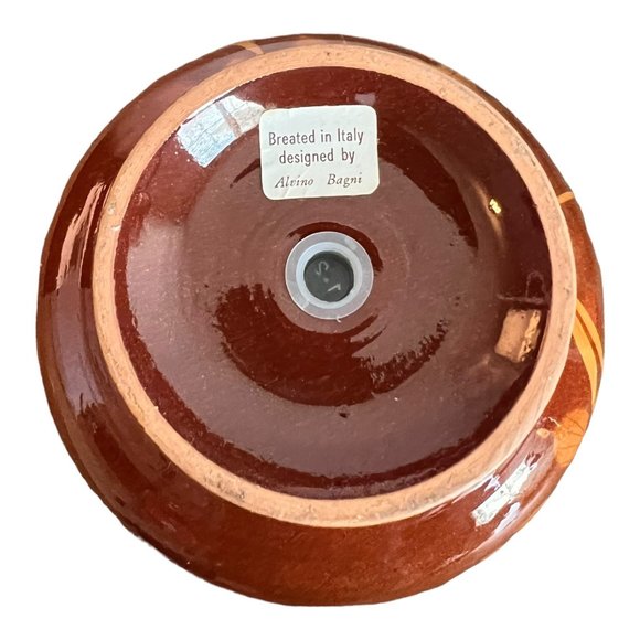 Alvino Bagni Italian Designed Leaf Pattern Vase 7.5" Brown Ceramic - Picture 6 of 7